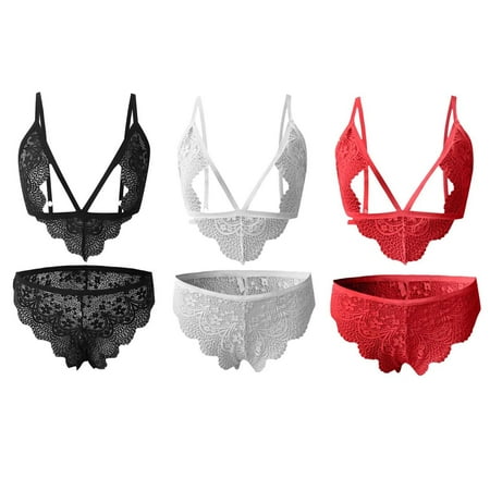 

YUNAFFT Shapewear for Women Plus Size 3PCS Women Lingerie Corset Lace Bandage Push Up Top Bra+Pants Underwear Set