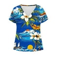 thumbnail image 2 of qucoqpe Womens Summer Tops Fashion Floral Printed Short Sleeve T Shirts Casual V Neck Cute Trendy Tunic Blouses, 2 of 5