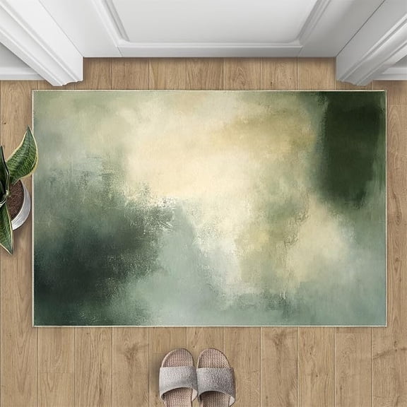 Abstract Area Rugs for Bedroom, Green Print Rugs for Living Room, Vintage Carpet, Washable Carpet, Abstract Home Decor & Gifts-1x2ft