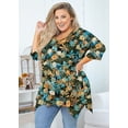 thumbnail image 2 of SHOWMALL Plus Size Tops for Women Tunic 3/4 Sleeve Clothes Yellow Blue Floral 5X Blouse Swing Tunic Clothing Side Split Crewneck Flowy Shirt for Leggings, 2 of 6