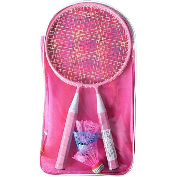 Badminton set children's badminton racket set children's badminton racket including 2 badminton rackets 4 badmintons 1 carrying bag pink
