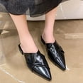 thumbnail image 1 of Mules negras para mujer, zapatos sin cordones, zapatillas de tacón bajo para mujer, novedad de 2023, sandalias de mulas rojas moradas con punta en pico, diseñador Luxury39 Gao Jinjia LED, 1 of 2