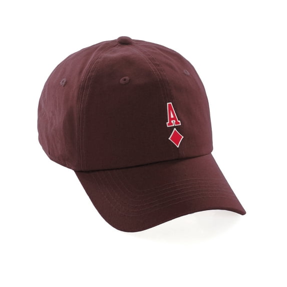 Daxton Poker Holdem Lucky Cards Baseball Unstructured Cap, Burgundy Hat, Ace of Diamonds