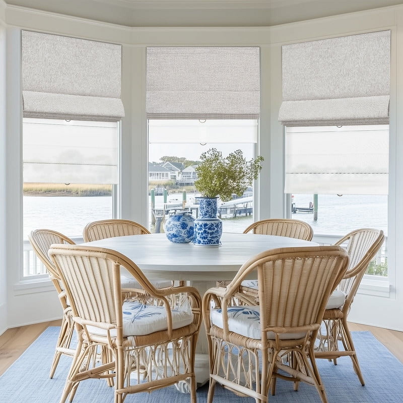 Keego 2 in 1 Cordless Roman Shades Day Night for Windows, Blackout and Light Filtering Shades, Dual Layer Roman Window Blinds for Home (Blackout Light Khaki + Light Filtering White, 36"W x 72"H)