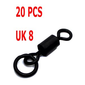 20 Pcs Anneau de Pêche à la Carpe Micro Crochet Pivotant Accessoires Flexibles pour Pêche à la Carpe Pivotant avec Anneau pour D-Rig Chod Rig Tackle 20X UK 8