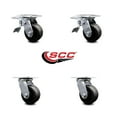 thumbnail image 2 of 4 Inch Glass Filled Nylon Swivel Caster Set with Ball Bearing 2 Total Lock Brake, 2 of 2