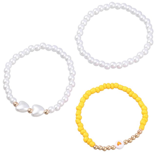 Femmes Perles Bracelets Mode - 3PCS Délicate Fausse Perle Bracelet Boho Bracelets
