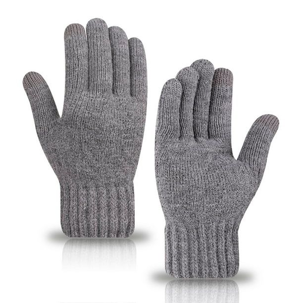 Guantes de invierno unisex para exteriores, cálidos, elásticos, gruesos, de punto, térmicos, para hombre