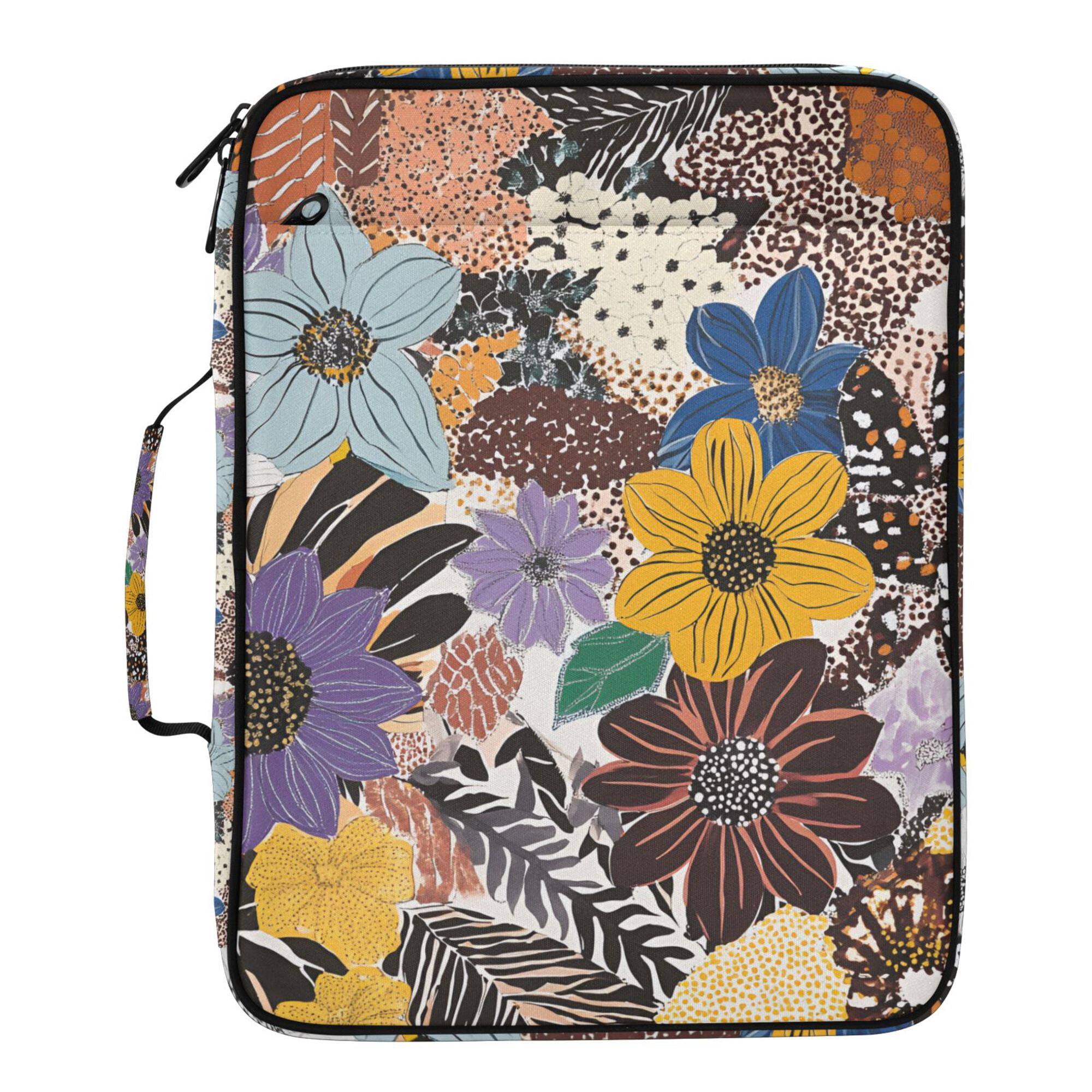 FORMRS Accordion File Folder A4 Size 7-Pocket Expanding Document Organizer Bag with 3 Ring Binder, Colorful Flowers