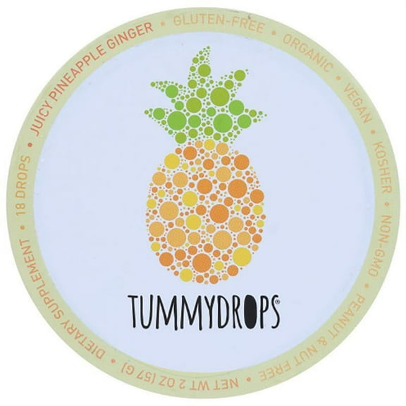Tummydrops Organic Drops, Juicy Pineapple Ginger , 18 Lozenges