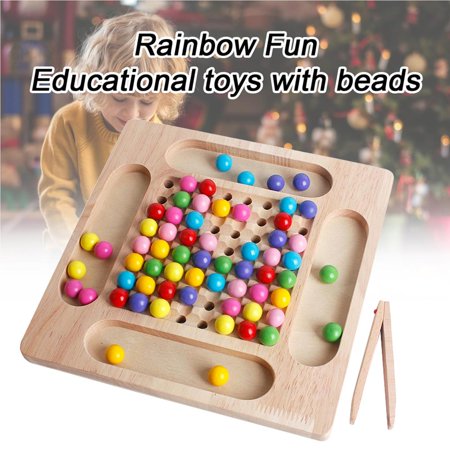 Rainbow Fun Wooden Clip Beads toy beads toy for Toy Montessori Puzzle ...
