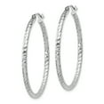 thumbnail image 2 of Primal Silver Sterling Silver Diamond-cut 2x35mm Hoop Earrings, 2 of 5