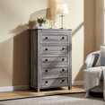 thumbnail image 2 of CHITOOMA 5 Drawer Dressers for Bedroom, Adult Tall Wooden Storage Cabine with Double Handle, Chest of Drawers for Living Room Hallway, Gray, 2 of 19
