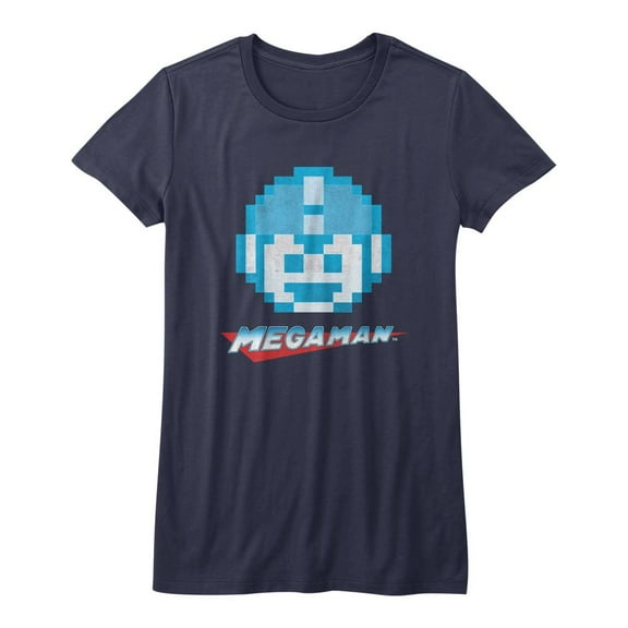 Mega Man Mega Face Navy Junior Women's T-Shirt