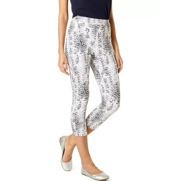 HUE Womens Ultra Soft Denim High Waist Capri Pants Size Medium Color Black/White