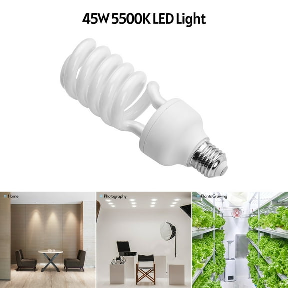 Light Spiral Fluorescent Light Bulb 45W 5500K Daylight E27 Socket Energy Saving For Studio Photography Video Lighting 220V