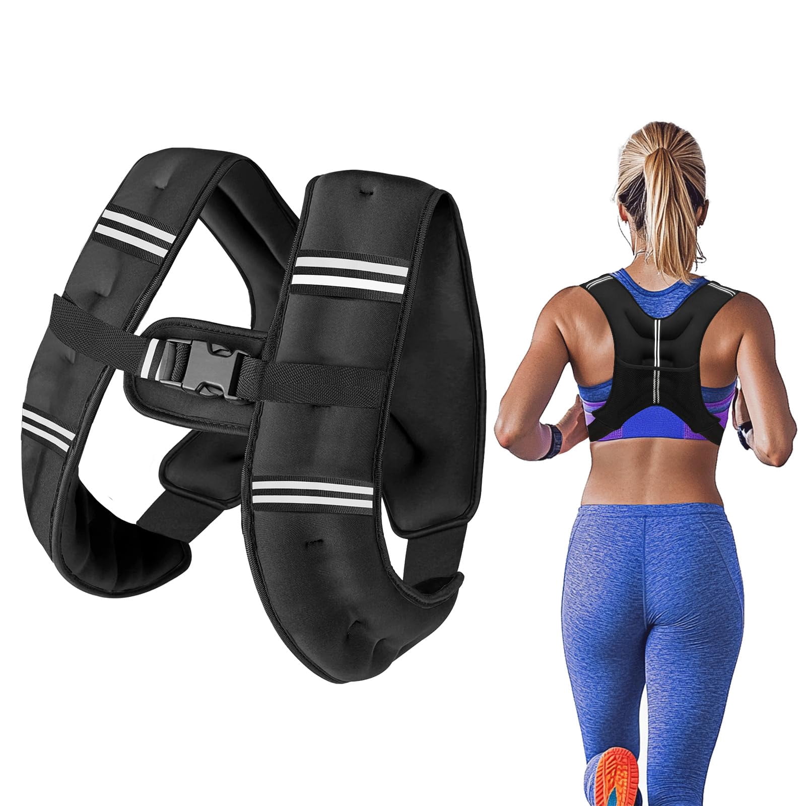 Black 8lb Weighted Vest for Workout Strength Running Fitness