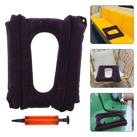 SOPOTUTU Inflatable Cushion for Health Care, Lightweight Black Seat Pad, Anti-Flocking Material, 18 x 15 x 3 Inches Comfort Support