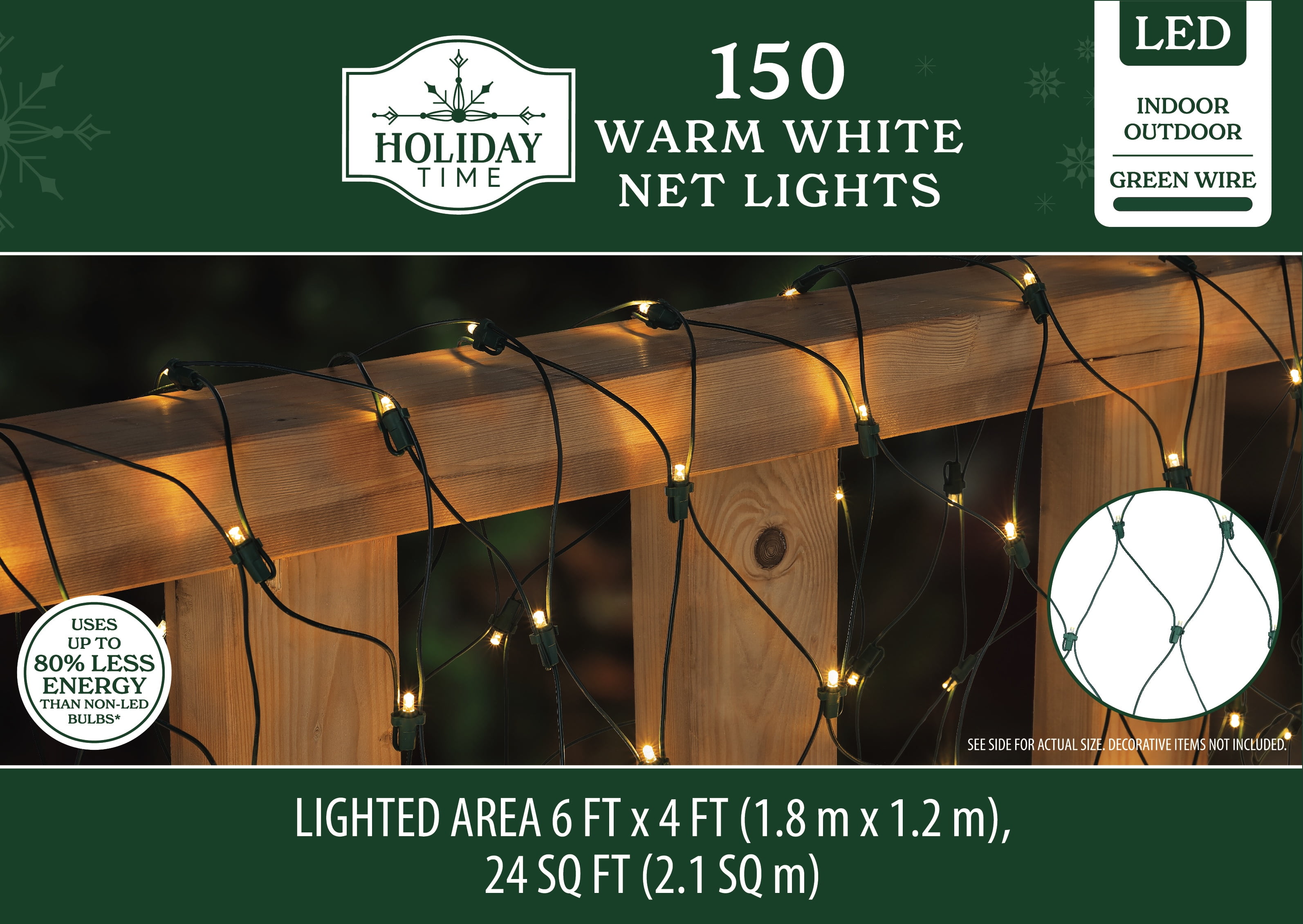 Indoor/Outdoor 150-Count LED Christmas Net Lights, Multicolor, 6