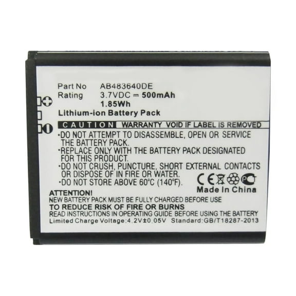 Batteries N Accessories BNA-WB-L3604 Cell Phone Battery - Li-Ion, 3.7V, 500 mAh, Ultra High Capacity Battery - Replacement for Samsung AB483640CC Battery
