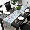 thumbnail image 5 of Blossoming Botanical Prints Table Runner Cotton Linen 60 Inch Holiday Dresser Scarves, Blue Purple Green Floral Tablerunner for Kitchen Coffee Dining Bedroom Living Room Dinner Scarf Décor 13''x60'', 5 of 9