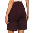 thumbnail image 4 of Cadmus Women's 9'' Bermuda Shorts Casual Loose Comfy Drawstring Athletic Shorts with Pockets,Wine Red,Small, 4 of 7