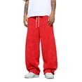 thumbnail image 2 of Mens Baggy Sweatpants Wide Leg Premium Lightweight Drawstring Pants Breathable Cotton Lounge Joggers with Pockets Red 2XL, 2 of 6