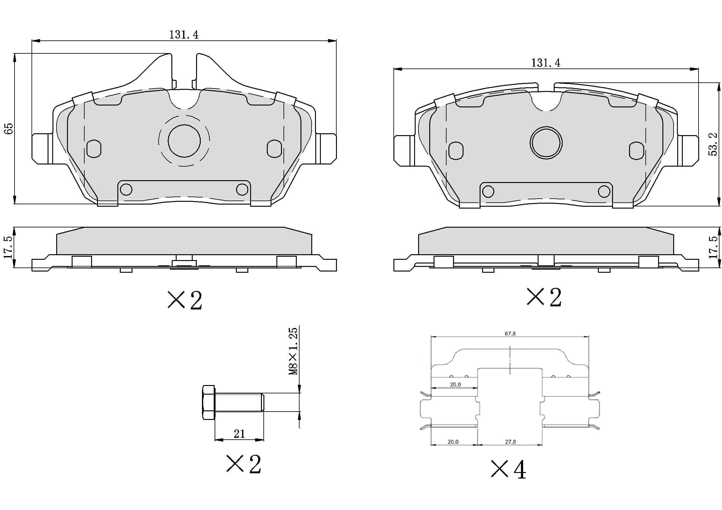 Winstop Brake Pad Set, Front WS.1308.0.M, Mini Cooper 2023-2007