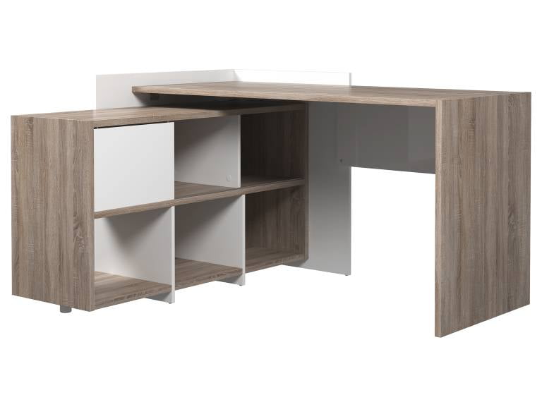 Watson Desk with 6 Shelf Bookcase, Truffle / White, Box 1 of 2 ...
