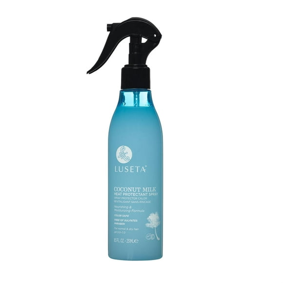 Luseta Spray de protección contra el calor con leche de coco para peinar el cabello, previene daños por calor y roturas para mujeres y hombres, 8.5 oz