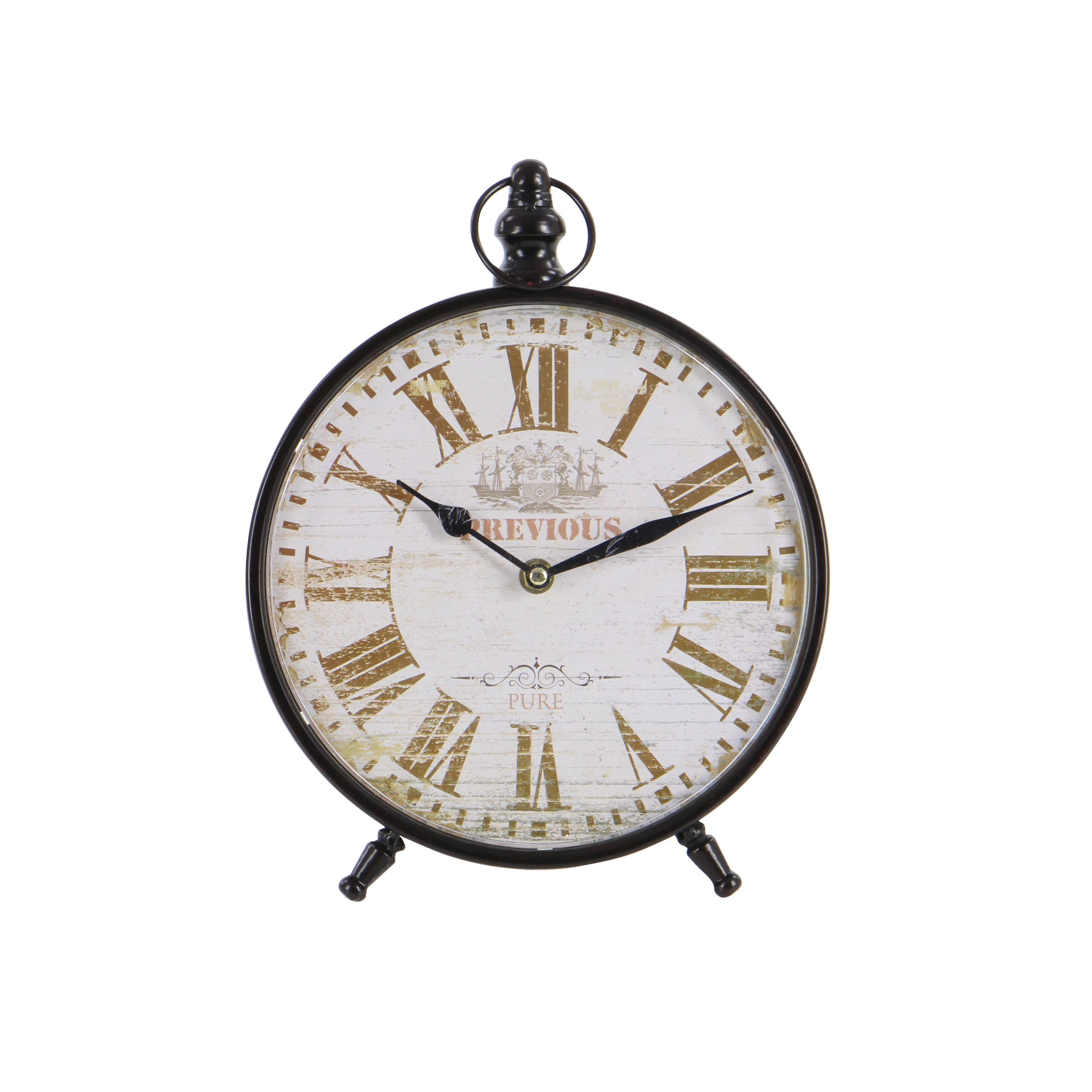 DecMode 12" Black Metal Ring Top Clock, Set of 4