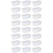 Sterilite 6 Quart Clear Plastic Stacking Storage Container Tote with Latching Lid (24 Pack)