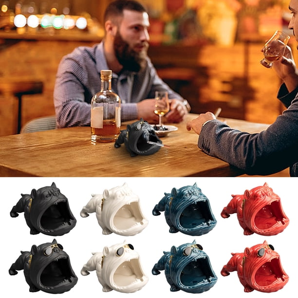 Cenicero cerámico mono: decoración personalizada para el hogar y el exterior, diseño cilíndrico que reduce el hollín, cenicero de arenisca fácil de limpiar para barra de oficina en el patio