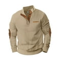 thumbnail image 3 of Mens Henley Long Sleeve Corduroy Sweatshirt Casual Elbow Patches Neck Button Pullover Sweater, 3 of 7
