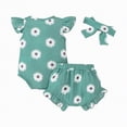 thumbnail image 3 of TOWED22 Baby Girl Clothes 0-24 Months Outfit Sleeveless Infant Romper Bodysuit with Headband Green,3-6 M, 3 of 6