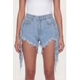 thumbnail image 3 of Women's Fringe Hem and Side Denim Shorts, 3 of 4