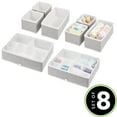 thumbnail image 2 of mDesign Fabric Nursery Divided Drawer Storage Bin, 2 Pack, Light Gray/White, 2 of 8