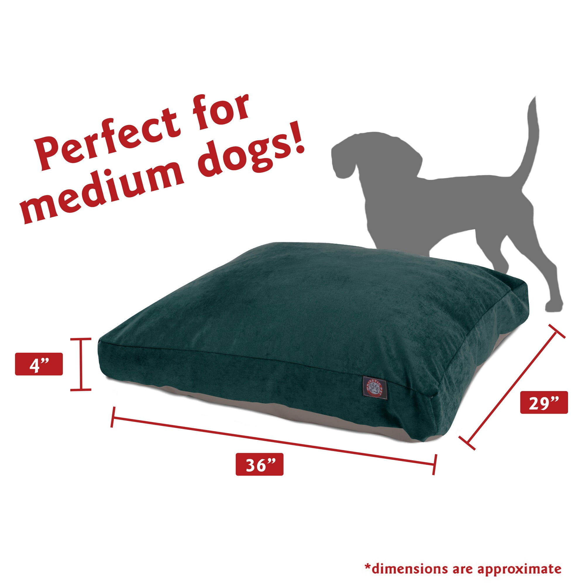 Majestic Pet | Villa Velvet Shredded Memory Foam Rectangle Pet Bed For Dogs, Removable Cover, Marine, Medium