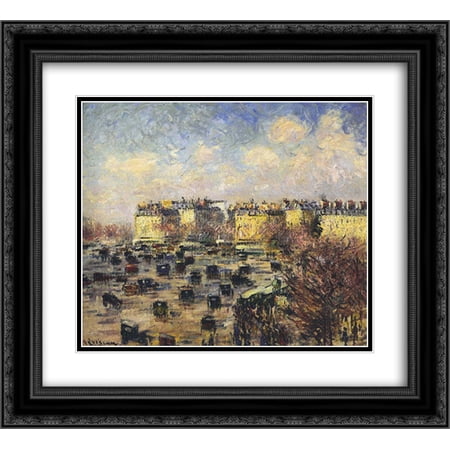 Gustave Loiseau 2x Matted 24x20 Black Ornate Framed Art Print 'Paris Wagram Avenue'