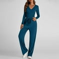thumbnail image 5 of BiZtdJrK Women's 2 Piece Outfits Lightweight Workout Tracksuits Sets V Neck Long Sleeve Tops and Pants Matching Casual Set with Pockets Sky Blue S, 5 of 9