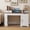 White, variant on 55" Farmhouse Computer Desk with Storage Cabinet & Charging Station, Barn Door Writing Desk with Keyboard Tray, Monitor Stand, Pegboard, Drawer & Adjustable Shelf for Home Office, White