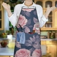 thumbnail image 6 of Pioneer Flower Floral Print Pattern Apron-Garden Aprons for Women with Pockets-Cotton Linen Waterproof Kitchen Cooking Gardening Aprons Adjustable for Kitchen,Cooking,BBQ and Salon 33x27 Inch, 6 of 7