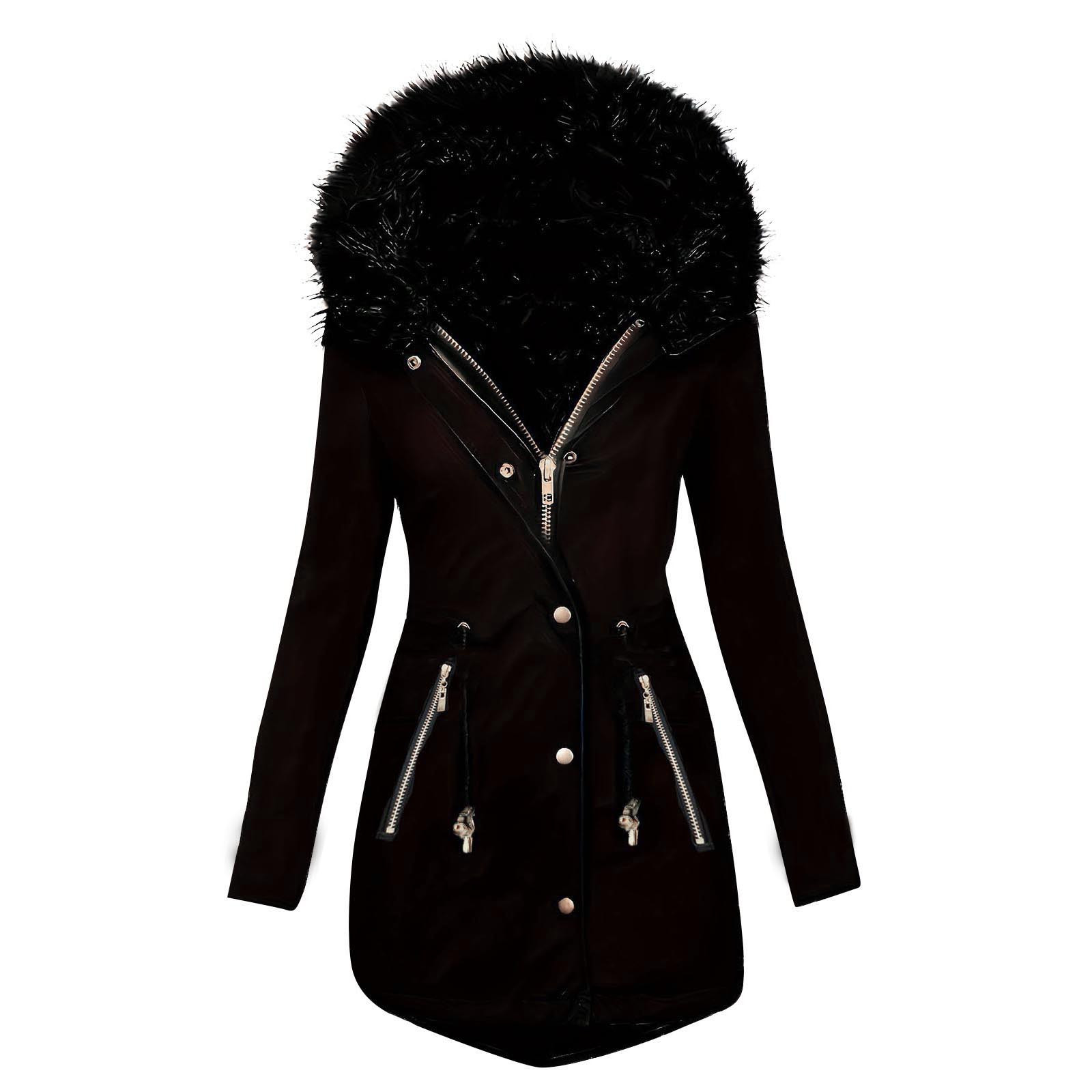 Manteau D'hiver Femme En Fausse Fourrure - Parka Matelassée Avec Capuche, Coupe Droite, Chaud Et Tendance