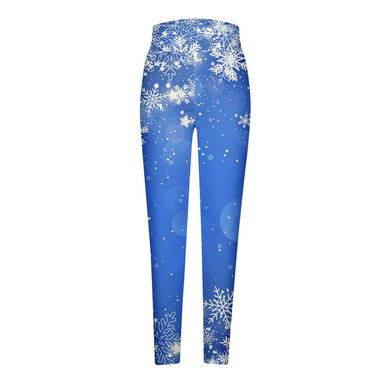 Women's Christmas Snowflake Print Leggings High Waisted Workout Trousers  Tummy Control Gym Casual Tights Pants