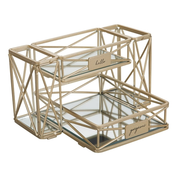 Home Details Beauty Essentials Vanity Tower in Satin Gold Finish