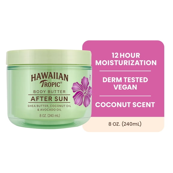Hawaiian Tropic After Sun Body Butter with Coconut Oil, 12 Hour Moisturization, 8 oz