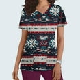 thumbnail image 2 of Women's Christmas Scrub Medical Working Uniform Tops for Women Cute Xmas Printed Scrub Shirts with Pockets, M, 2 of 5