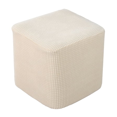 LAMIRO Square Ottoman Covers Removable Stretch Storage Ottoman Slipcover Footstool Protector Polyester Storage Stool Ottoman Covers Stretch Beige