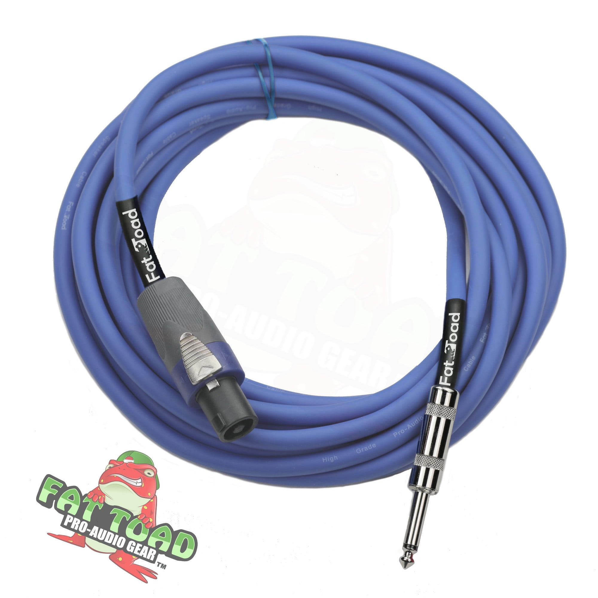 Fat Toad Speakon Cables to 1/4" Male (2 Pack) - 25 ft Professional Pro Audio Blue Speaker PA Cord with Twist Lock Connector - 12 AWG Wire for Impeccable Studio Recording & Stage Performance Gear