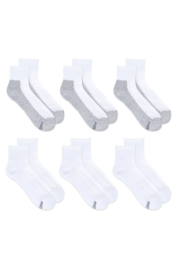 Men's All Day Comfort Mid Ankle Socks, Sizes 6-12, White (6-Pack)
